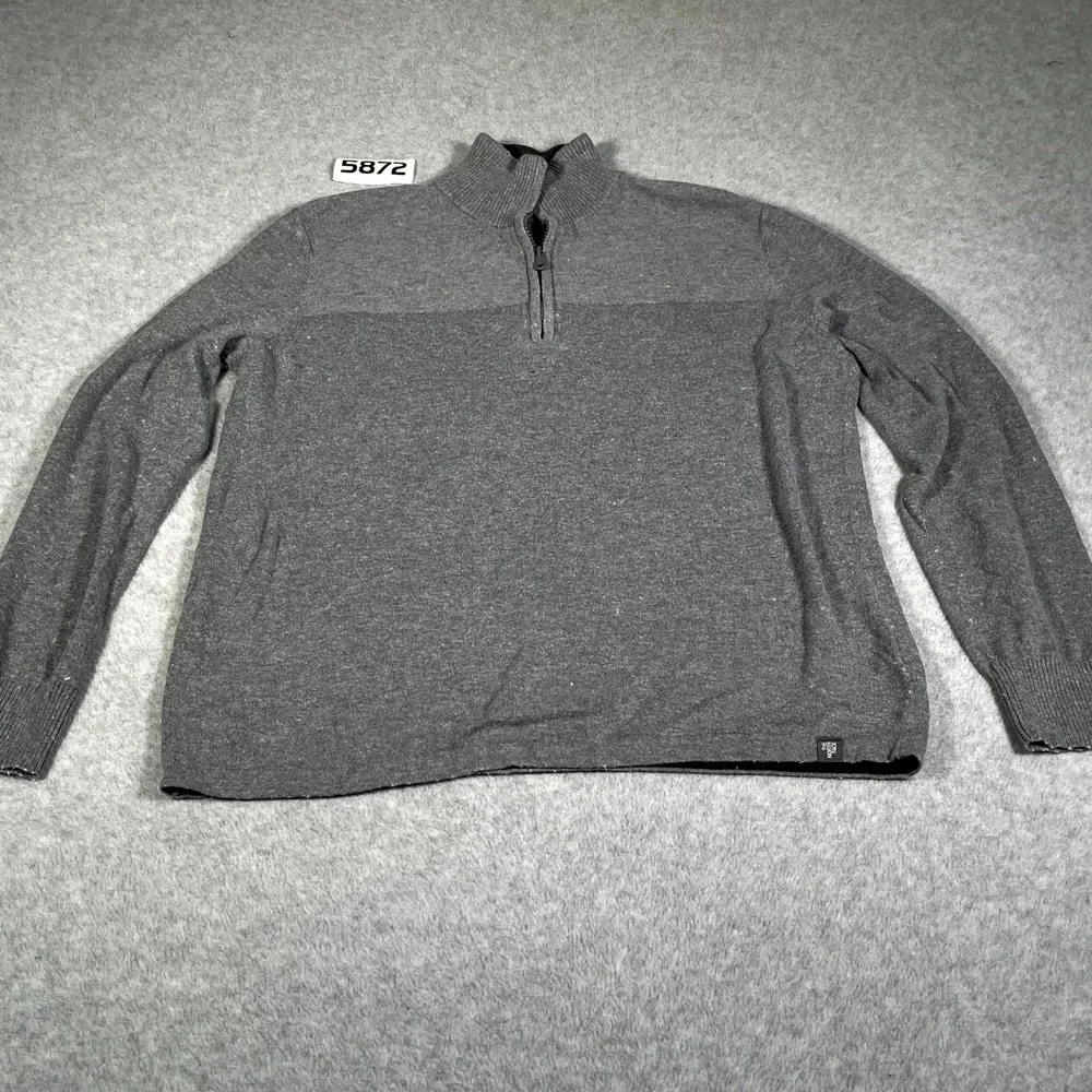 The‎ North Face Sweater Mens Large Gray Quarter Zip Cotton Pullover Mock Neck
